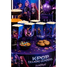 Dodomar K Pop Huntrix Demon Hunters Mısır Kutusu 8'li Popcorn Kutusu Doğum Günü Parti Seti