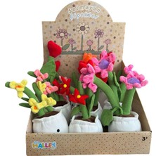 PopŞeker Saksıda Peluş Çiçek Oyuncak 30 cm | Solmayan Dekoratif Soft Çiçek Peluşu