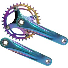 Sunrun Bisiklet Rainbow 34T Tek Yaprak 7-8-9-10S Aynakol Kare Mil Uyum 170MM