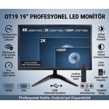 19" LED Profesyonel Monitör | HDMI VGA Rca USB Girişli | Uzaktan Kumandalı | Dahili Hoparlörlü
