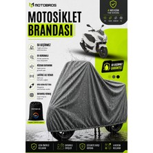 Motobros Motosiklet Brandası Motor Brandası Mondial Strada Uyumlu ThermoGuard-X Gri Su Geçirmez UV Korumalı Motor Örtüsü