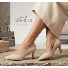 Preshley Kadın Sity Bej Kroko 6 cm Ince Topuklu Stiletto