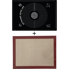 Kittiwake Home Life Siyah Silikon Hamur Açma Matı 45X65 cm + Isıya Dayanıklı Pişirme Altlığı 30X40 cm