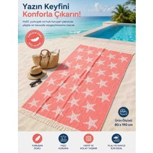 Dolce Mariee Yıldız Desenli Müslin Plaj Havlusu 80X190 cm %100 Pamuk Peştamal Plaj Deniz Havuz Havlusu Hızlı Kuruyan