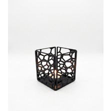 Moon Frame Studio Hexagon Modern Dekoratif Metal Mumluk & Masa Üstü Obje (Siyah)