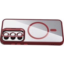 EstoreBox Joko Samsung Galaxy S25 Remim Lensli Magsafe Standlı Kapak - Bordo