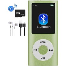 Tastech 5007MP 32GB Tf Kart Hediyeli Metal Mp3 Player Renli Ekranlı Fm Radyolu Bluetoth Lu Hafıza Kartı Girişli Müzik Çalar 32GB Yeşil