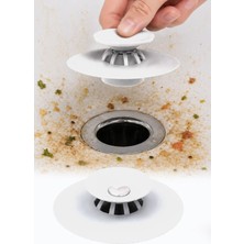 Mutfak ve Banyo Için Lavabo ve Küvet Tıkacı Süzgeci Pratik ve Esnek Tasarımlı Hijyenik Süzgeç Beyaz