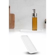 Omilife Beyaz Silikon Yağdanlık Altlığı Kaydırmaz Mutfak Organizer Yağlık Sirkelik Standı 23X10 cm