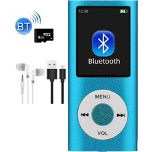 Tastech 5007MP 8gb Tf Kart Hediyeli Metal Mp3 Player Renli Ekranlı Fm Radyolu Bluetoth Lu Hafıza Kartı Girişli Müzik Çalar 8gb Mavi