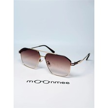 Moonmee Jak Güneş Gözlüğü Unisex Geometrik Gold / Kahve Güneş Gözlüğü