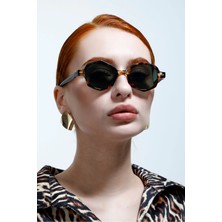Moonmee Angolar Güneş Gözlüğü - Unisex Güneş Gözlüğü Leopar / Yeşil UV400 Korumalı