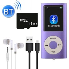 Tastech 5007MP 16GB Tf Kart Hediyeli Metal Mp3 Player Renli Ekranlı Fm Radyolu Bluetoth Lu Hafıza Kartı Girişli Müzik Çalar 16GB Mor