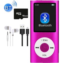 Tastech 5007MP 16GB Tf Kart Hediyeli Metal Mp3 Player Renli Ekranlı Fm Radyolu Bluetoth Lu Hafıza Kartı Girişli Müzik Çalar 16GB Pembe