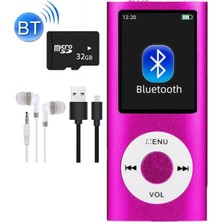 Tastech 5007MP 32GB Tf Kart Hediyeli Metal Mp3 Player Renli Ekranlı Fm Radyolu Bluetoth Lu Hafıza Kartı Girişli Müzik Çalar 32GB Pembe