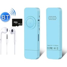 Tastech 5014MP Şarjlı Mp3 Çalar Bluetooth Lu Müzik Player Mini Mp3 Stick Hafıza Kartı Girişli 16GB Tf Kart Hediyeli Mavi