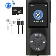 Tastech 5007MP 32GB Tf Kart Hediyeli Metal Mp3 Player Renli Ekranlı Fm Radyolu Bluetoth Lu Hafıza Kartı Girişli Müzik Çalar 32GB Siyah