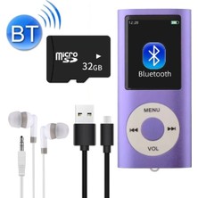 Tastech 5007MP 32GB Tf Kart Hediyeli Metal Mp3 Player Renli Ekranlı Fm Radyolu Bluetoth Lu Hafıza Kartı Girişli Müzik Çalar 32GB Mor