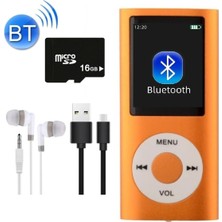 Tastech 5007MP 16GB Tf Kart Hediyeli Metal Mp3 Player Renli Ekranlı Fm Radyolu Bluetoth Lu Hafıza Kartı Girişli Müzik Çalar 16GB Turuncu