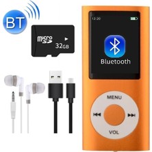 Tastech 5007MP 32GB Tf Kart Hediyeli Metal Mp3 Player Renli Ekranlı Fm Radyolu Bluetoth Lu Hafıza Kartı Girişli Müzik Çalar 32GB Turuncu