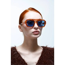 Moonmee Wahe - Unisex Güneş Gözlüğü Turuncu / Mavi UV400 Korumalı