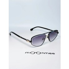 Moonmee Jetpa Unisex Geometrik Siyah Açık Cam Güneş Gözlüğü