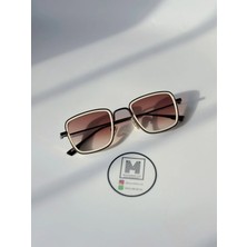 Moonmee Parison Güneş Gözlüğü - Unisex Güneş Gözlüğü Beyaz / Kahve UV400 Korumalı