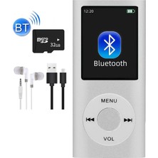 Tastech 5007MP 32GB Tf Kart Hediyeli Metal Mp3 Player Renli Ekranlı Fm Radyolu Bluetoth Lu Hafıza Kartı Girişli Müzik Çalar 32GB Gümüş