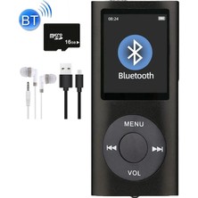 Tastech 5007MP 16GB Tf Kart Hediyeli Metal Mp3 Player Renli Ekranlı Fm Radyolu Bluetoth Lu Hafıza Kartı Girişli Müzik Çalar 16GB Siyah