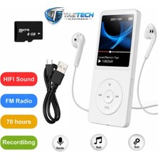 Tastech 1049MP 8gb Hafıza Kartı Hediyeli Ekranlı Mp3 Çalar Dahili Hoparlör Fm Radyo Bluetooth Müzik Çalar Beyaz