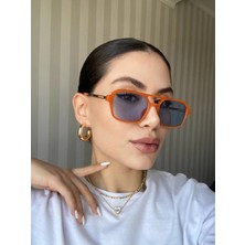 Moonmee Chen Güneş Gözlüğü - Unisex Güneş Gözlüğü Turuncu/mavi UV400 Korumalı