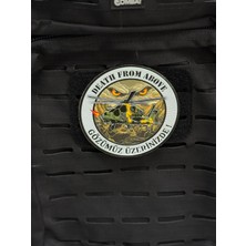 MEKOTEX Death From Above Taarruz Helikopteri Pvc Arma Patch(Peç)  - Cırtlı Askeri Peç 3D Kabartmalı Atak Helikopter Arma
