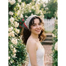 Trend Dokunuş Kadın 50-50 Saten Siyah-Kırmızı Puantiyeli Fular Bandana