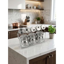 altabi Modern Tasarım Metal Standlı Çok Amaçlı Baharat Takımı