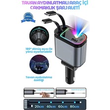 Mbb E-Ticaret LED Işık Tavan Aydınlatmalı 66W 4’1 Çift Kablolu Hızlı Şarj 3.4A Araç Içi Çakmaklık Şarj Aleti