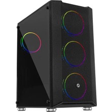 Mbb E-Ticaret Frısby FC-9405G 650W 80+ 4X120MM Dual Rıng Rgb Fan USB 3.0 Midi Tower Siyah Kasa