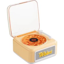 Mbb E-Ticaret Nostalji Mini Plak Görünümlü Radyolu Bluetooth Hoparlör 3D Ses Dalgası Retro Müzik Plak Sarı