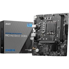 Mbb E-Ticaret Msı Pro H610M-E Ddr4 3200MHZ 1xvga 1xhdmı 1xm.2 USB 3.2 Matx 1700P (12. / 13. ve 14. Nesil Işlemci Uyumlu)