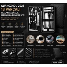 # Guangzhou 2026 18 Parçalı Paslanmaz Çelik Manikür & Pedikür Seti – Eğik Tasarım Tırnak Makaslı, Bebek, Çocuk ve Yetişkinler Için | Siyah- Kırmızı - Sütlü Kahve