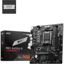 Mbb E-Ticaret Msı Pro B650M-B Ddr5 6800MHZ 1xvga 1xhdmı 1xm.2 USB 3.2 Matx Am5 (Amd Am5 9000/8000/7000 Serileri Ile Uyumlu)