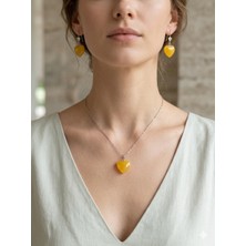 Rose Doğaltaş Kalsedontaşı Set     Kolye Veküpe
