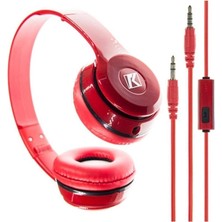 Mbb E-Ticaret Kırmızı Kulak Üstü Portatif Katlanır Stereo Kulaklık