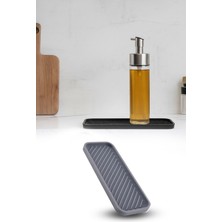 Omilife Gri Silikon Yağdanlık Yağlık Standı Altlık Çok Amaçlı Organizer Sunumluk Sabunluk Altlığı 23X10 cm