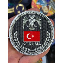 MEKOTEX Koruma Peç Çift Başlı Kartal ve Türk Bayraklı Pvc Arma Patch - Cırtlı Koruma Peç 3D Kabartmalı