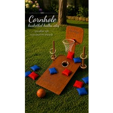 Twotoys 3'ü 1 Arada Ahşap Bahçe Oyunu - Cornhole Basketbol Halka Atma Eğitici Çocuk Oyuncağı