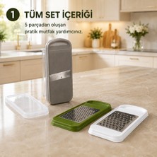 Hazneli Sebze Rendesi 5 Parça 3'ü 1 Arada Ince Rende Kalın Rende Dilimleyici Sariva Home