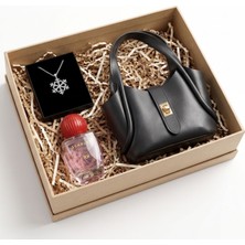 vegahediye v vega Zamansız Şıklık Hediye Seti (Kadın Çanta & Rebul Scarlet Edp 50 ml & Kar Tanesi Kolye Hediye Seti) Kadına Hediye, Sevgiliye Hediye