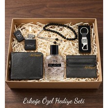 vegahediye v vega Kişiye Özel Erkek Cüzdan & Kartlık & Tesbih & Benzinli Çakmak & Kancalı Anahtarlık & Rebul Black Edt 50 ml Erkek Parfüm Hediye Seti, Babalar Günü Hediye Seti, Babaya Hediye, Erkeğe Hediye