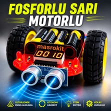 Masrokit U2L-7717 Ultrasonik Sensörlü Engelden Kaçan Robot Eğitim Kiti (Fosforlu Sarı Motorlu)