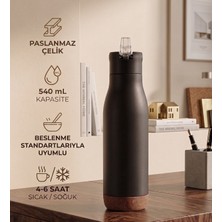 vegahediye v vega Dekoratif Doğal Doku Detaylı Paslanmaz Çelik Termos - 540 ml